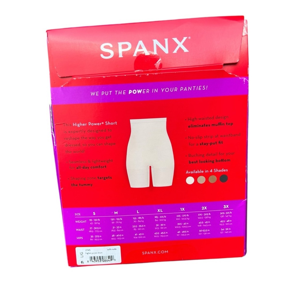 🌻SPANX Higher Power Short Large Nude Hi-Waisted Shapewear 155-185 lbs Open Box - Picture 2 of 4